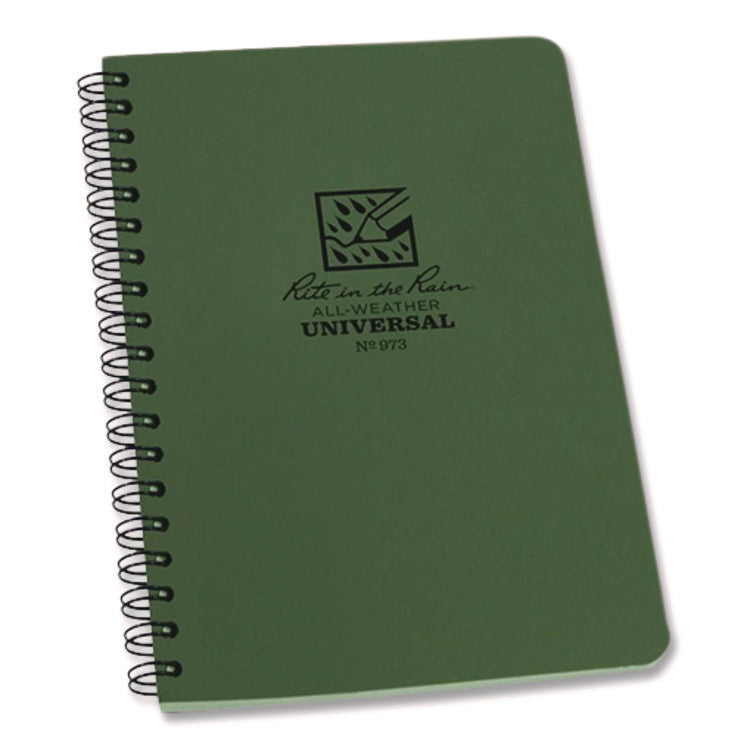 All-Weather Wire-O Notebook, 1-Subject, Universal: Narrow Rule and Quadrille Rule, Dark Green Cover, (32) 7 x 4.63 Sheets