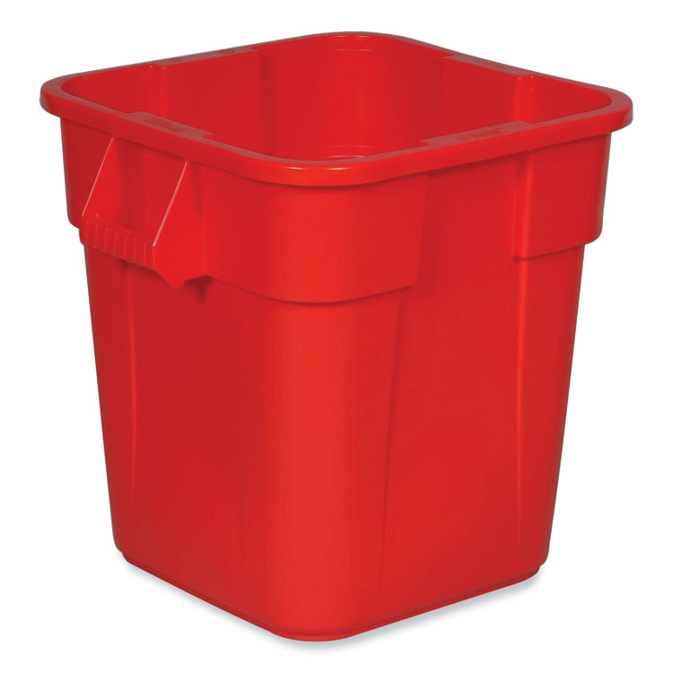 Square Brute Container, 28 gal, Polyethylene, Red, 6/Carton
