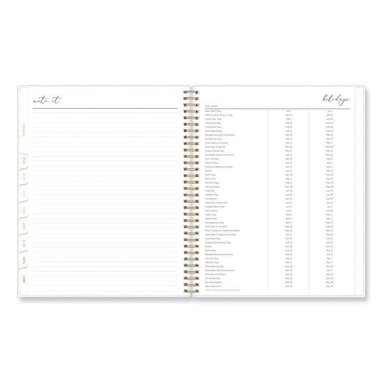 Life Note-It Leah Weekly/Monthly Notes Planner, Floral Artwork, 11 x 8.5, Gray/Pink/White Cover, 12-Month (Jan to Dec): 2025