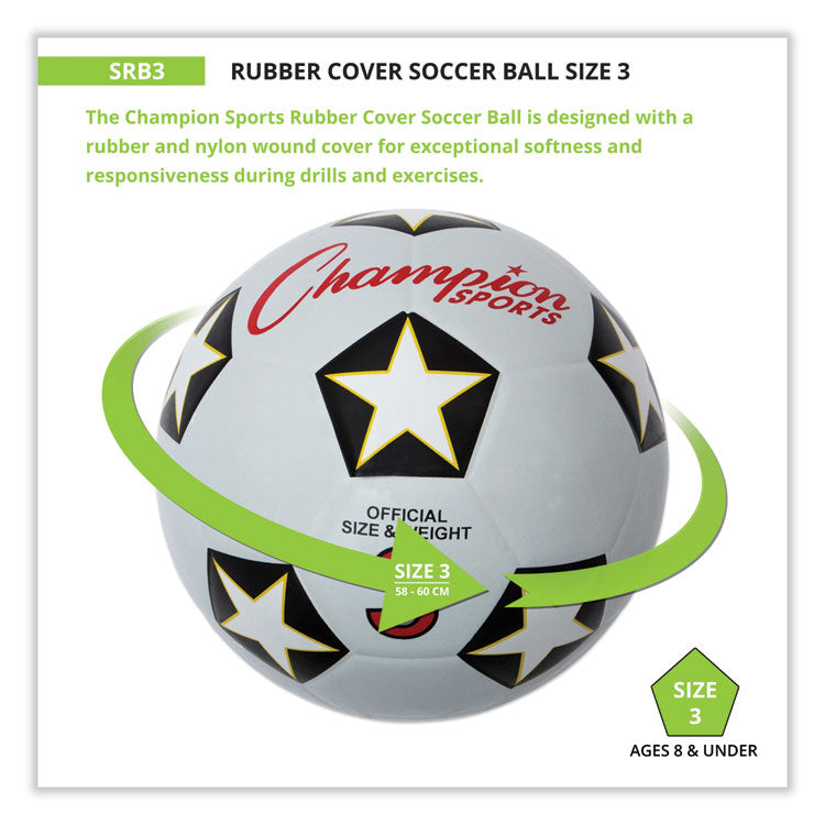 Rubber Sports Ball, Soccer, No. 3 Size, White/Black