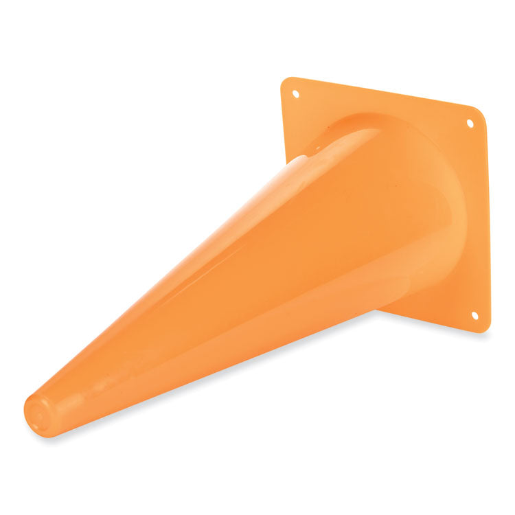 High-Visibility Plastic Cones, 18" Tall, Florescent Orange, 8" x 8" Base