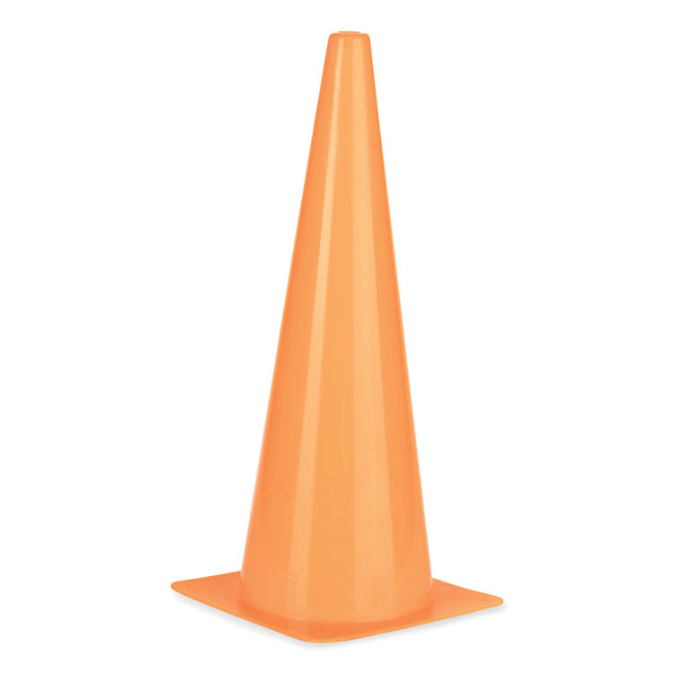 High-Visibility Plastic Cones, 18" Tall, Florescent Orange, 8" x 8" Base