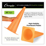High-Visibility Plastic Cones, 18" Tall, Florescent Orange, 8" x 8" Base