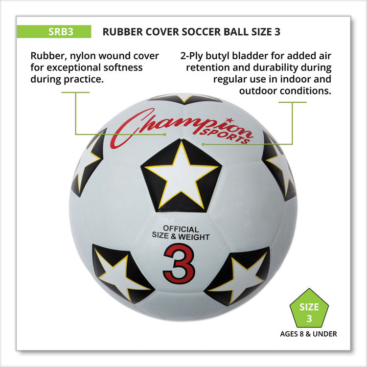 Rubber Sports Ball, Soccer, No. 3 Size, White/Black