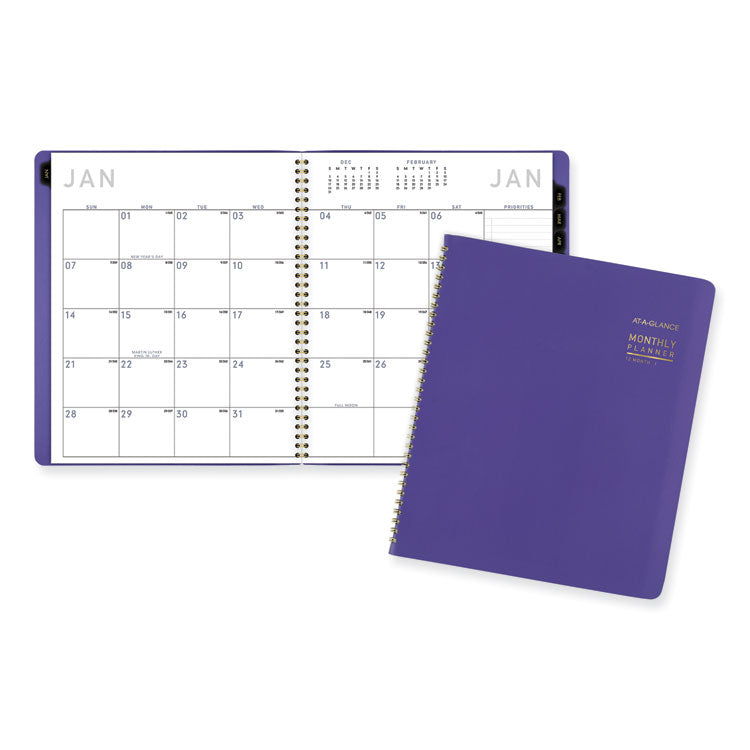 Contemporary Monthly Planner, 11.38 x 9.63, Purple Cover, 12-Month (Jan to Dec): 2025