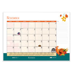 Recycled Desk Pad Calendar, Illustrated Seasons Artwork, 22 x 17, Black Binding/Corners,12-Month (Jan to Dec): 2025