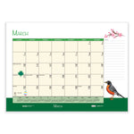 Recycled Desk Pad Calendar, Illustrated Seasons Artwork, 22 x 17, Black Binding/Corners,12-Month (Jan to Dec): 2025