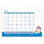 Recycled Desk Pad Calendar, Illustrated Seasons Artwork, 22 x 17, Black Binding/Corners,12-Month (Jan to Dec): 2025