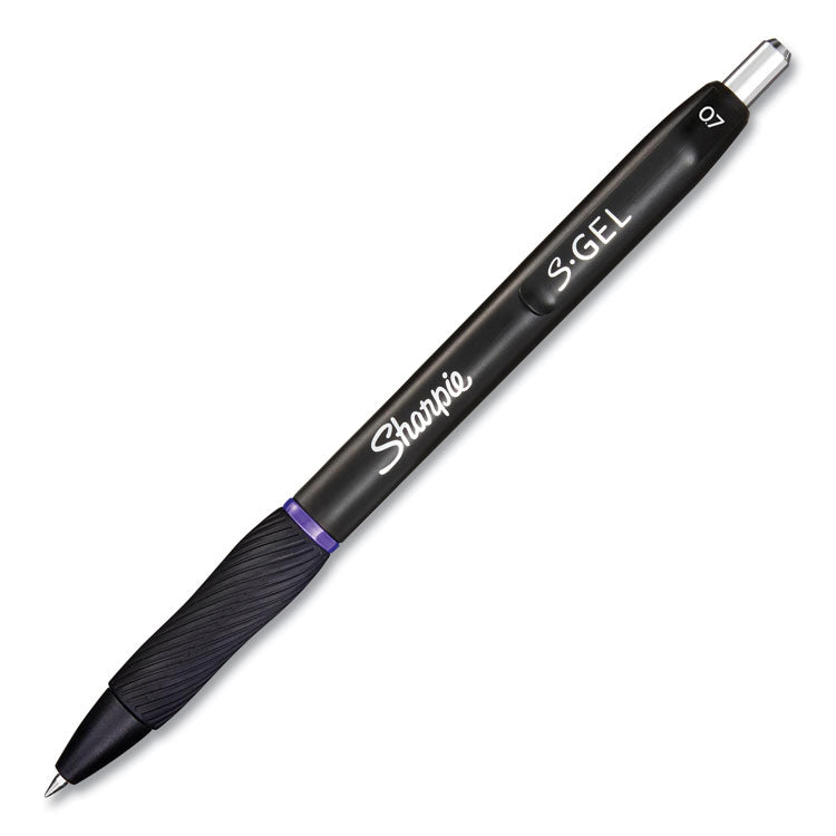 S-Gel High-Performance Gel Pen, Retractable, Medium 0.7 Mm, Purple Ink, Black Barrel, Dozen