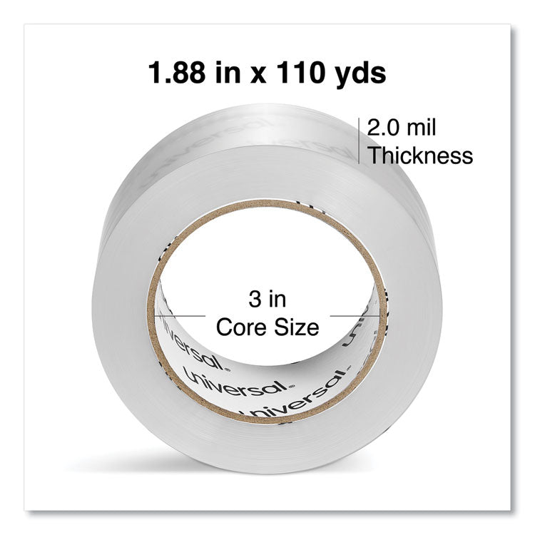 Quiet Tape Box Sealing Tape, 3" Core, 1.88" x 109 yds, Clear, 6/Pack
