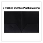 Two-Pocket Plastic Folders, 100-Sheet Capacity, 11 X 8.5, Black, 10/pack