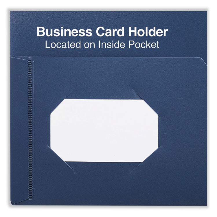 Two-Pocket Plastic Folders, 100-Sheet Capacity, 11 X 8.5, Navy Blue, 10/pack