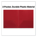Two-Pocket Plastic Folders, 100-Sheet Capacity, 11 X 8.5, Red, 10/pack