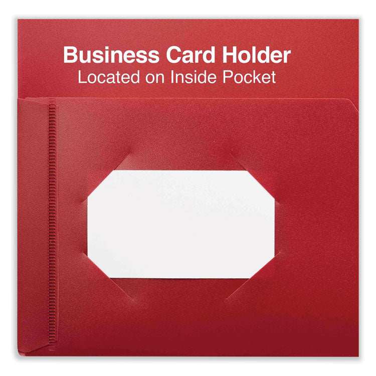 Two-Pocket Plastic Folders, 100-Sheet Capacity, 11 X 8.5, Red, 10/pack
