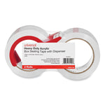 Heavy-Duty Acrylic Box Sealing Tape With Dispenser, 3" Core, 1.88" X 54.6 Yds, Clear, 2/pack