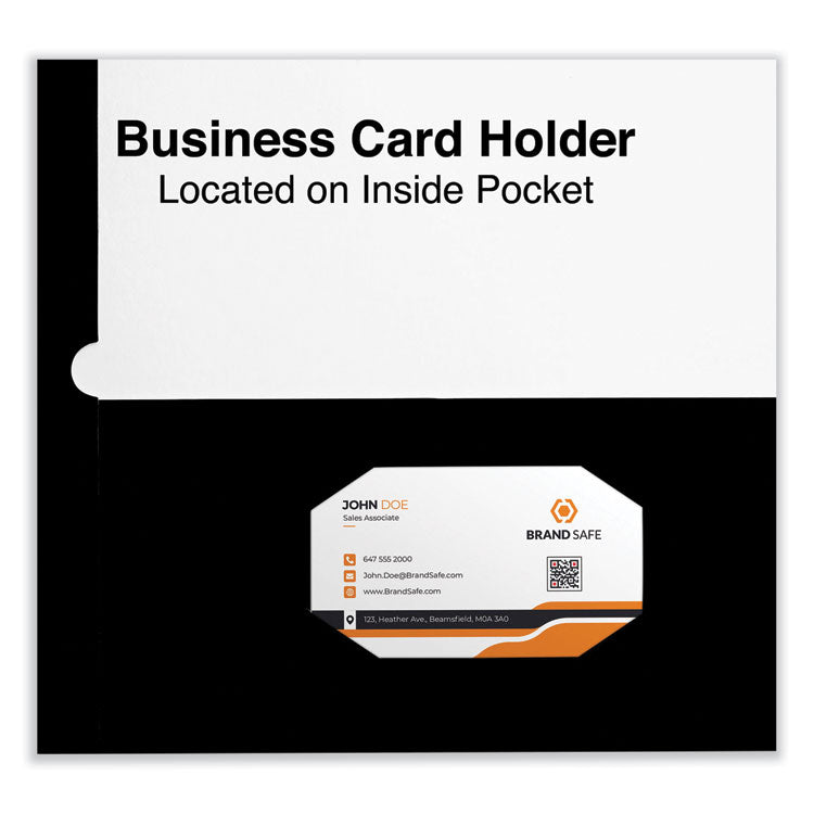 Laminated Two-Pocket Folder, Cardboard Paper, 100-Sheet Capacity, 11 X 8.5, Black, 25/box