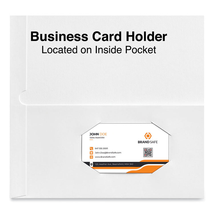 Laminated Two-Pocket Portfolios, Cardboard Paper, 100-Sheet Capacity, 11 X 8.5, White, 25/box