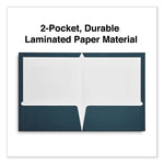 Laminated Two-Pocket Folder, Cardboard Paper, 100-Sheet Capacity, 11 X 8.5, Navy, 25/box