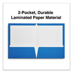 Laminated Two-Pocket Folder, Cardboard Paper, 100-Sheet Capacity, 11 X 8.5, Blue, 25/box