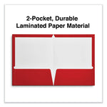 Laminated Two-Pocket Folder, Cardboard Paper, 100-Sheet Capacity, 11 X 8.5, Red, 25/box