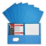 Two-Pocket Portfolio, Embossed Leather Grain Paper, 11 X 8.5, Light Blue, 25/box