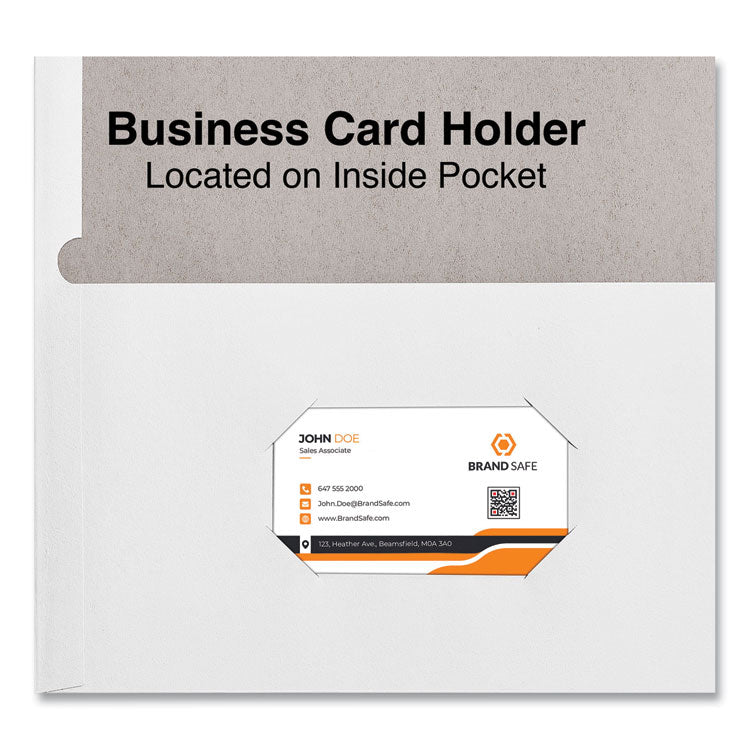 Two-Pocket Portfolio, Embossed Leather Grain Paper, 11 X 8.5, White, 25/box