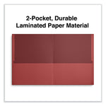 Two-Pocket Portfolio, Embossed Leather Grain Paper, 11 X 8.5, Red, 25/box