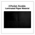 Two-Pocket Portfolio, Embossed Leather Grain Paper, 11 X 8.5, Black, 25/box