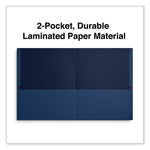 Two-Pocket Portfolio, Embossed Leather Grain Paper, 11 X 8.5, Dark Blue, 25/box