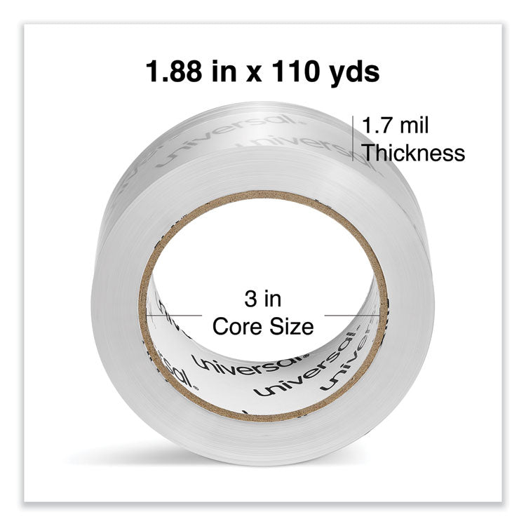 Deluxe General-Purpose Acrylic Box Sealing Tape, 1.7 mil, 3" Core, 1.88" x 109 yds, Clear, 6/Pack