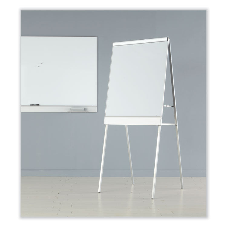 Polarity Height Adjustable Dry Erase Flipchart Easel, 30" x 38", White Surface, Silver Metal Frame
