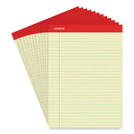 Perforated Ruled Writing Pads, Wide/legal Rule, Red Headband, 50 Canary-Yellow 8.5 X 11.75 Sheets, Dozen
