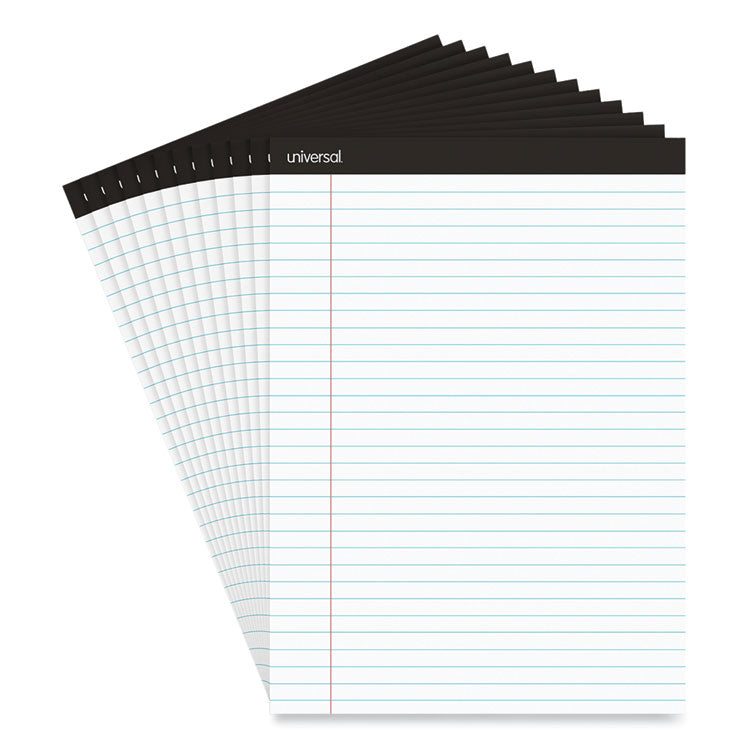 Premium Ruled Writing Pads With Heavy-Duty Back, Wide/legal Rule, Black Headband, 50 White 8.5 X 11 Sheets, 12/pack