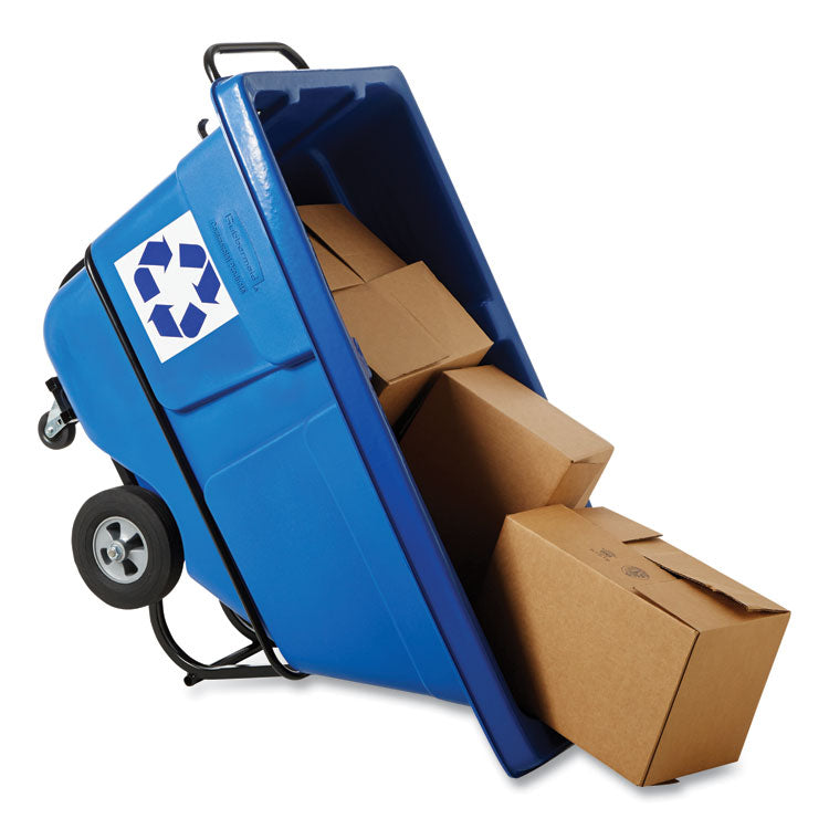 BRUTE Rotomolded Recycling Tilt Truck, 1 cu yd, 1,250 lb Capacity, Plastic/Steel Frame, Blue