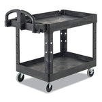 BRUTE Heavy-Duty Utility Cart with Lipped Shelves, Plastic, 2 Shelves, 750 lb Capacity, 26" x 55" x 33.25", Black
