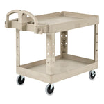 BRUTE Heavy-Duty Utility Cart with Lipped Shelves, Plastic, 2 Shelves, 500 lb Capacity, 17.13" x 38.5" x 38.88", Beige