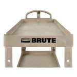 BRUTE Heavy-Duty Utility Cart with Lipped Shelves, Plastic, 2 Shelves, 500 lb Capacity, 17.13" x 38.5" x 38.88", Beige