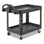 BRUTE Heavy-Duty Utility Cart with Lipped Shelves, Plastic, 2 Shelves, 500 lb Capacity, 17.13" x 38.5" x 38.88", Black