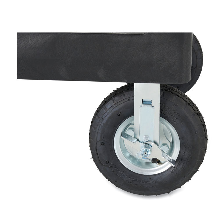 BRUTE Heavy-Duty Utility Cart with Lipped Shelves, Plastic, 2 Shelves, 500 lb Capacity, 17.13" x 38.5" x 38.88", Black