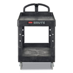 BRUTE Heavy-Duty Utility Cart with Lipped Shelves, Plastic, 2 Shelves, 500 lb Capacity, 17.13" x 38.5" x 38.88", Black