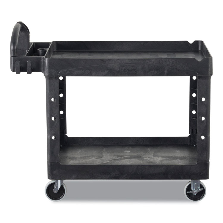 BRUTE Heavy-Duty Utility Cart with Lipped Shelves, Plastic, 2 Shelves, 500 lb Capacity, 25.88" x 45.25" x 37.13", Black