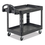BRUTE Heavy-Duty Utility Cart with Lipped Shelves, Plastic, 2 Shelves, 500 lb Capacity, 25.88" x 45.25" x 37.13", Black
