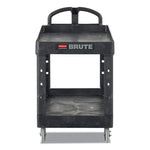 BRUTE Heavy-Duty Utility Cart with Lipped Shelves, Plastic, 2 Shelves, 500 lb Capacity, 25.88" x 45.25" x 37.13", Black