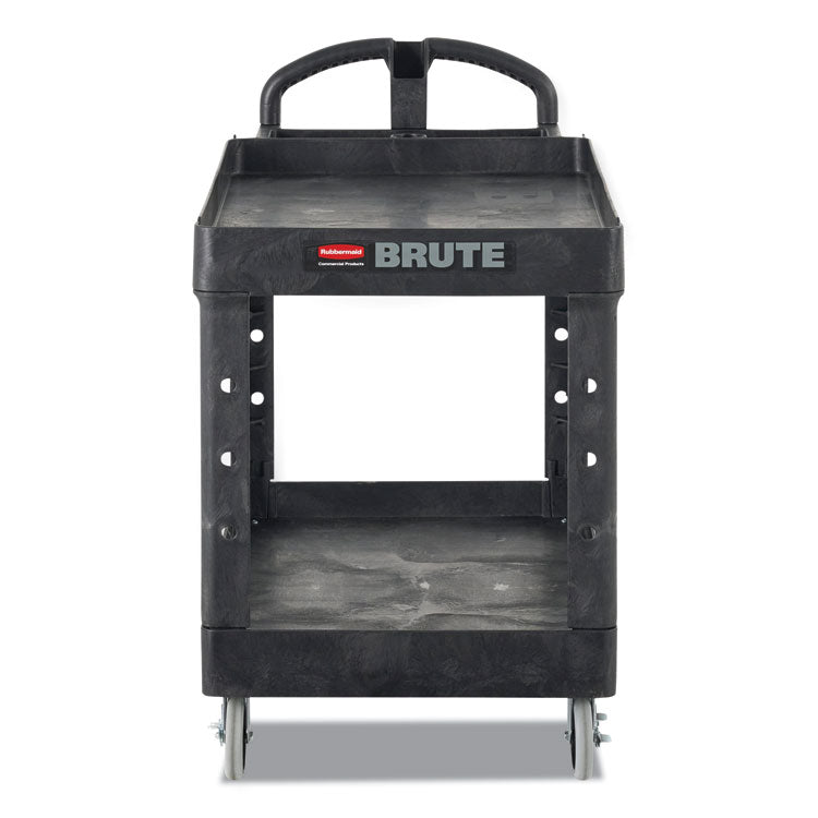 BRUTE Heavy-Duty Utility Cart with Lipped Shelves, Plastic, 2 Shelves, 500 lb Capacity, 25.88" x 45.25" x 37.13", Black