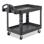 BRUTE Heavy-Duty Utility Cart with Lipped Shelves, Plastic, 2 Shelves, 500 lb Capacity, 25.9" x 45.2" x 32.2", Black