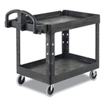 BRUTE Heavy-Duty Utility Cart with Lipped Shelves, Plastic, 2 Shelves, 750 lb Capacity, 25.25" x 54" x 39.25", Black