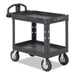 BRUTE Heavy-Duty Utility Cart with Lipped Shelves, Plastic, 2 Shelves, 750 lb Capacity, 25.25" x 54" x 39.25", Black