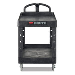 BRUTE Heavy-Duty Utility Cart with Lipped Shelves, Plastic, 2 Shelves, 750 lb Capacity, 25.25" x 54" x 39.25", Black