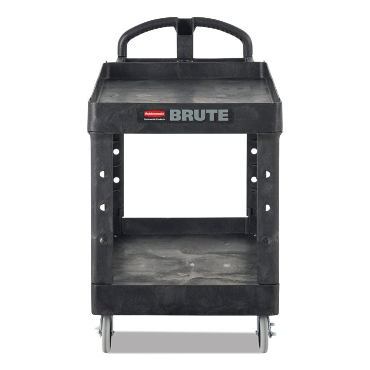 BRUTE Heavy-Duty Utility Cart with Lipped Shelves, Plastic, 2 Shelves, 750 lb Capacity, 25.25" x 54" x 39.25", Black