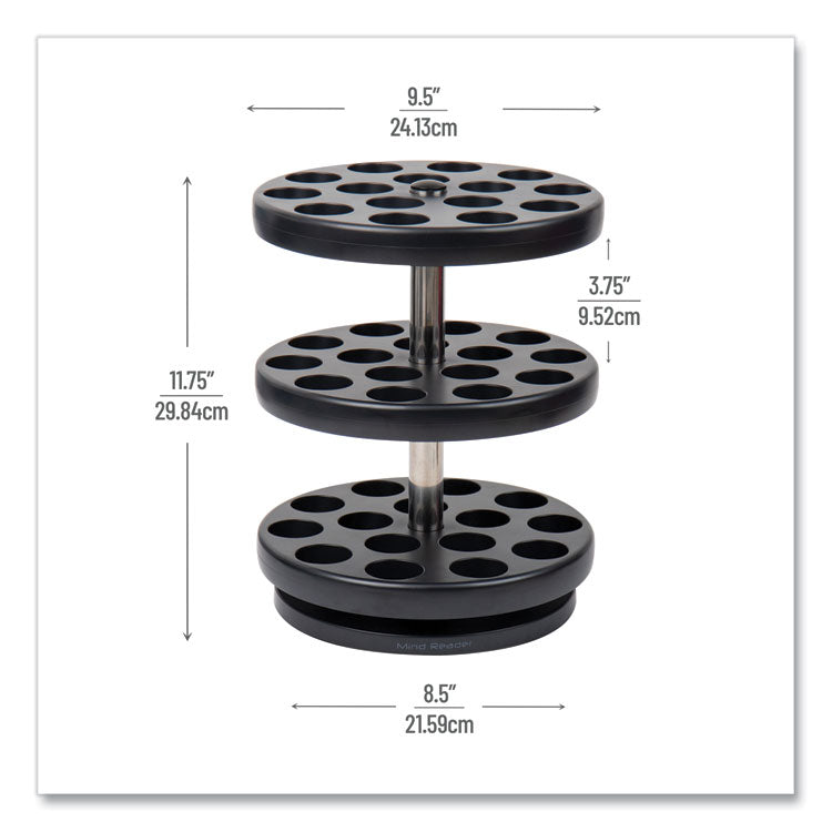 Anchor Collection 3-Tier Single Serve Pod Carousel Countertop Organizer, 9.5 x 9.5 x 11.75, Black